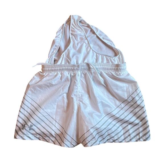 NWOT Under Armour White Gray Stripe Running Shorts, Lined, Elastic Waist, XS - Picture 3 of 10